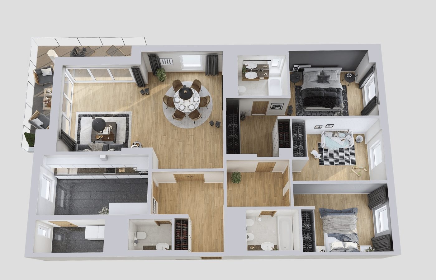 Luxury Apartment 3D Floor Design, Resize